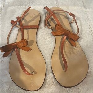 Giuseppe Zanotti Tan Leather Sandals with Bow